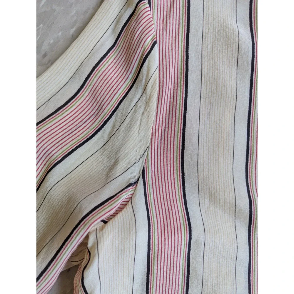 Maison Scotch Amsterdams Blauw Silk Striped‎ Button Down Blouse Pink Cream Black